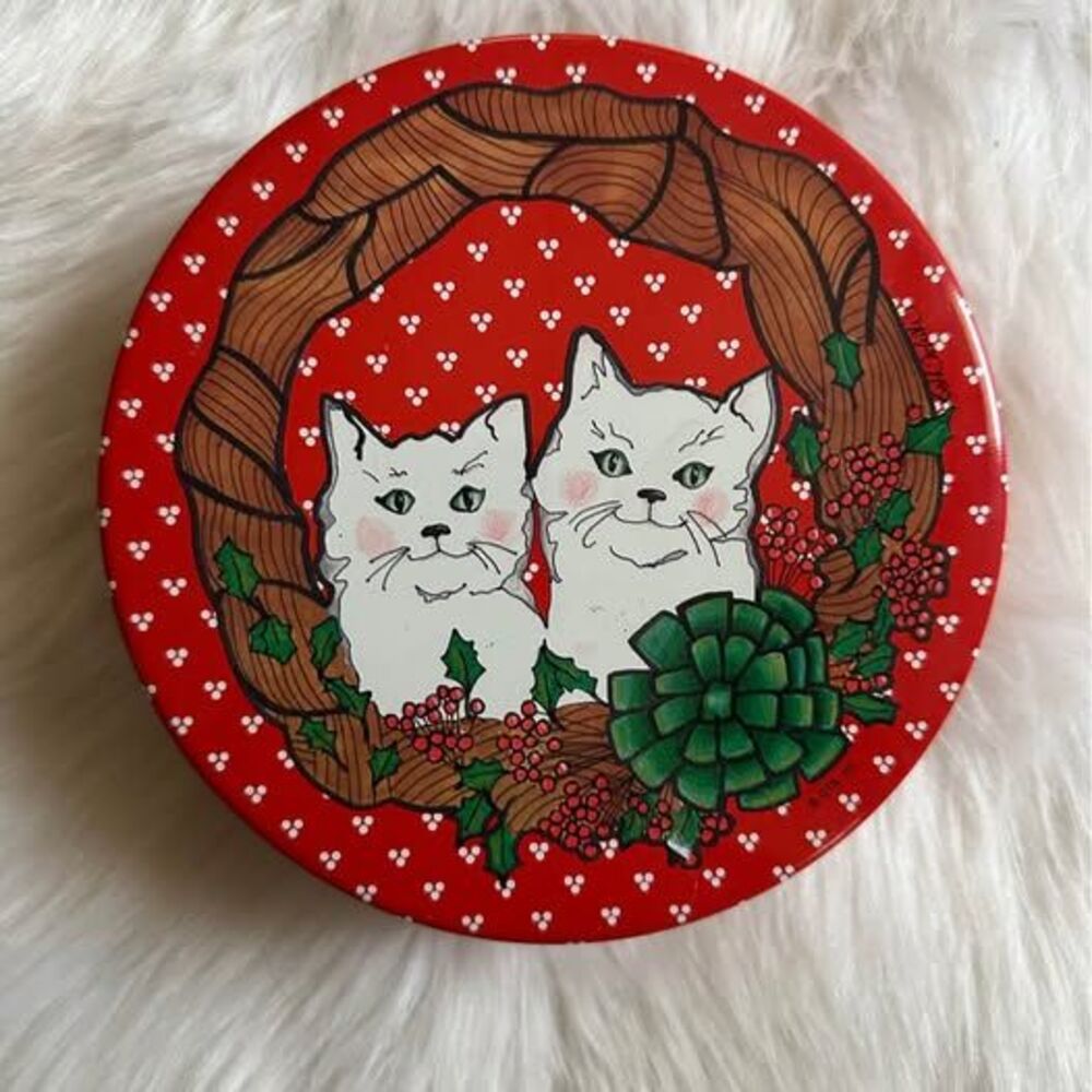 1980s Beth White Vintage Cat Metal Tin